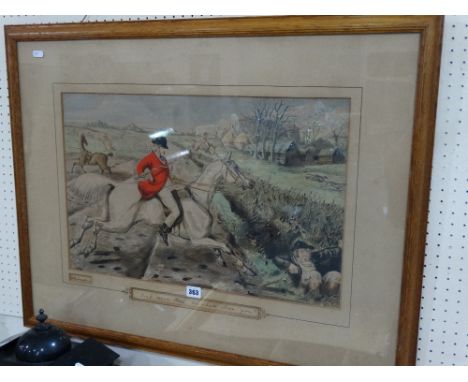 John Leech (1817-1864) Water Colour Hunting Scene Titled "Don't Move There, We Shall Clear You" Signed, 15" X 23"