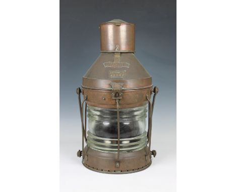 A Meteorite copper ships lantern marked '49847' and 'Not Under Command', 21½ inches high (55cm)