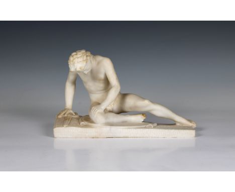 A 19th century carved marble Grand Tour model of The Dying Gaul after the ancient Roman statue in the Capitoline Museum, Rome