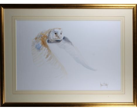 Spencer Hodge (b.1943) Barn Owls watercolours, both signed lower right (pair) portrait - 19 x 26¼in. (48.2 x 66.8cm.); landsc