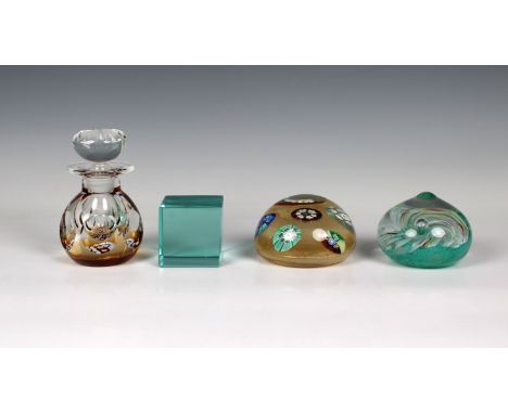 A Caithness perfume bottle created for the Queen's Golden Jubilee 5¼in. (13.4cm.) high, together with a Murano glass paperwei