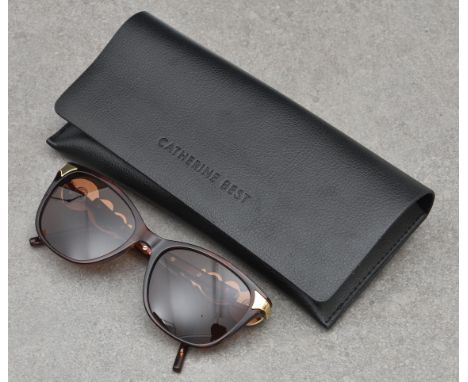 A pair of Catherine Best sunglasses as new, faux-tortoiseshell frames with gold plated, crystal and enamel accents to the arm