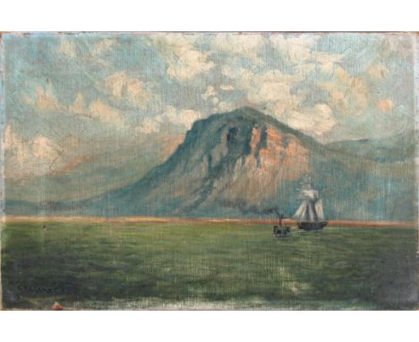 Attributed to Walter L. Chaloner (American, 1852-1922) "Falkland Sound", Falkland Islands, oil on canvas, signed lower left "