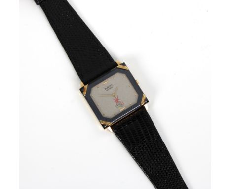 A Rado Florence gold plated and black ceramic watch bearing the logo of the Omani Olympic team on the face Ref. 121.3364.2, b