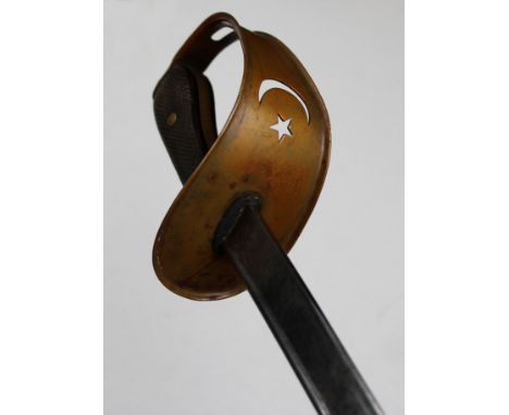 WWI era Turkish Cavalry Troopers sword 83cm. slightly curved, pipe-back blade, ricasso with Arabic inscriptions, 1909 model, 