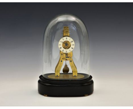 An engraved French 'Crystal Palace' skeleton clock by Pierret a Paris 19th century, 8 day movement with silk suspension and e