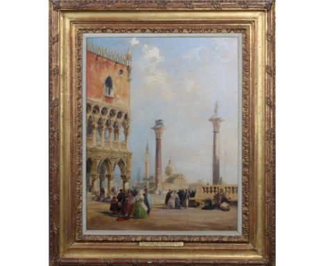 Edward Pritchett (English, 1828-1876) The Piazetta towards the Bacino Di San Marco, Venice, oil on canvas, signed lower right