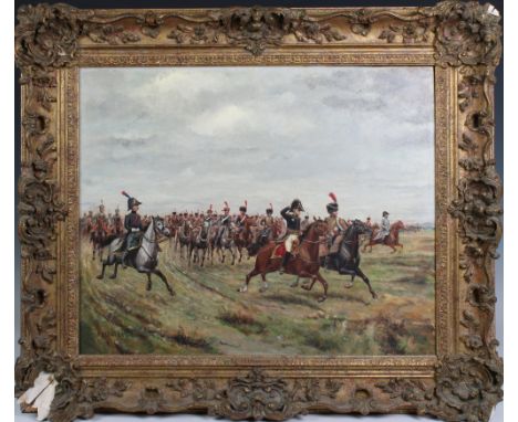 Paul Emile Leon Perboyre (French, 1851-1929) Charge of the French Cavalry, oil on panel, signed lower left "PERBOYRE", early 