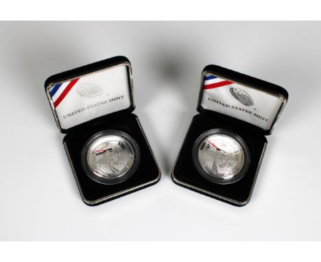 A United States Mint 2019 proof silver dollar commemorating the 50th anniversary of the first manned moon landing the curved 