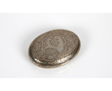 An Edwardian silver 'pebble' snuff box William M Hayes, Birmingham, 1902, foliate engraved design, squeeze opening, hinged co