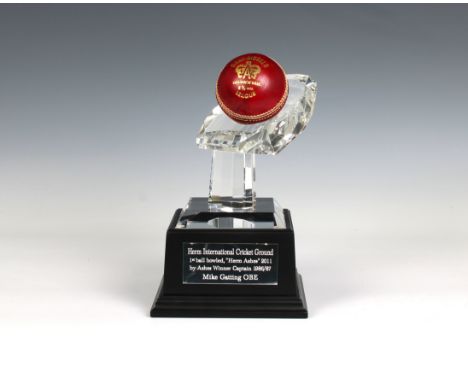 Guernsey sporting interest - A Mike Gatting signed Gray Nicolls cricket ball commemorating the inaugural Lord's Taverners cri