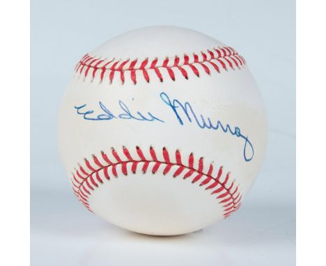 This is an official American League baseball signed in blue ink by Hall of Famer Eddie Murray. Certificate of Authenticity fr