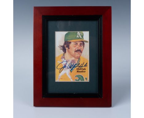 This is a limited-edition Post Card with an illustration of James Catfish Hunter that is autographed by him in blue ink on th