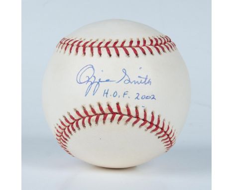 This is an official National League baseball signed in blue ink by Hall of Famer Ozzie Smith. Certificate of Authenticity fro