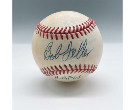 This official AL baseball is signed by Hall of Famer Bob Feller. Certificate of Authenticity from Just Rookies II included. T