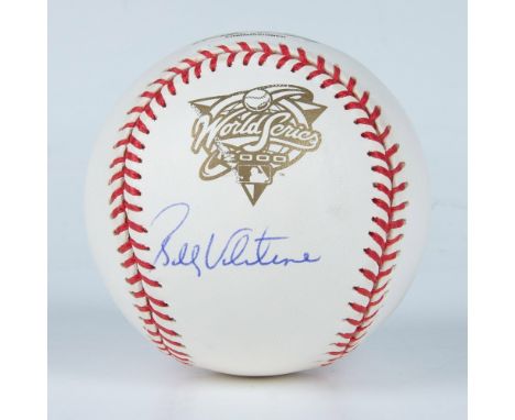 Official 2000s World Series baseball signed by Bobby Valentine. Rawlings backstamp. Certificate of Authenticity from T Wall C