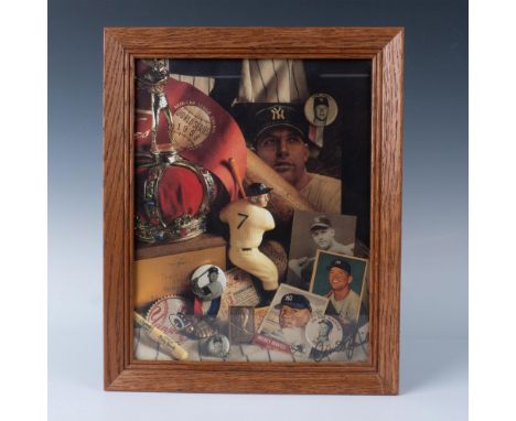 This montage picture of Mickey Mantle Memorabilia was signed by someone in the bottom right corner. This item comes in a fram