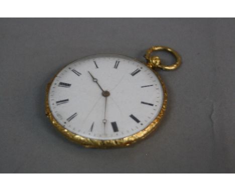 A LATE 19TH CENTURY FRENCH 18CT YELLOW GOLD SLIM LINE POCKET WATCH, white enamel dial (cracks to dial) weight approximately 4