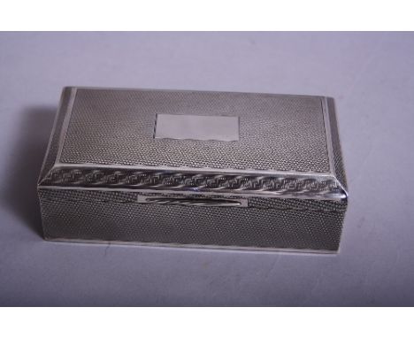 A GEORGE VI RECTANGULAR SILVER CIGARETTE CASE, engine turned throughout with Greek Key border to lid, blind rectangular carto