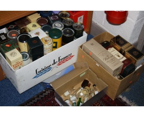 A COLLECTION OF THIRTY EIGHT EMPTY WHISKY CONTAINERS, together with 2 x Royal Albert Crystal 8' candlesticks in a presentatio