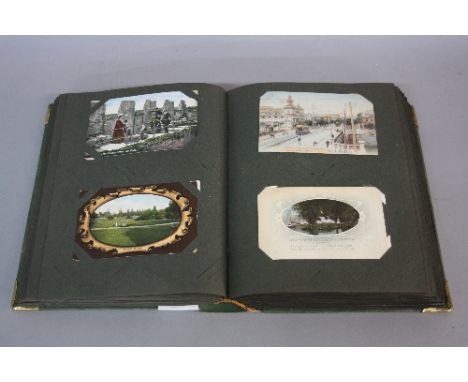 A VINTAGE POSTCARD ALBUM CONTAINING APPROXIMATELY TWO HUNDRED AND SIX POSTCARDS, mostly early 20th Century, British topograph