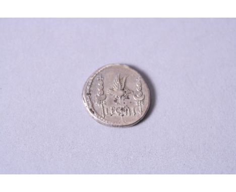 MARC ANTONY LEGRONARY DENAZIUS, 32-31bc, Ant, AVG III.VIR.R.P.C Galley Right Rowers and Banner Mast at Pnow R. LEG III Legron