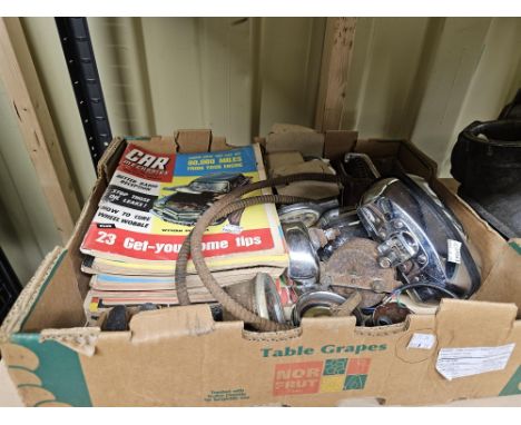 A selection of motor ephemera including Car Mechanic magazine dated from 1959 to 1963 (sixteen copies), Lucas car lights and 