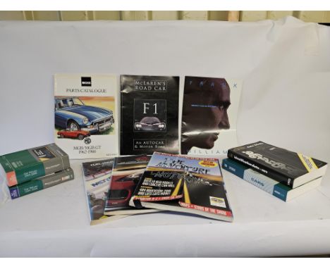Various motor show and car catalogues - To include a McLaren F1 Autocar & Motor Book, 2 x Frank Williams Renault Clio 2L, MGB