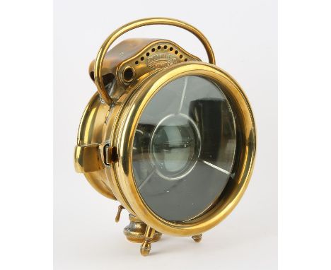 Ducellier Vintage brass car lamp with loop - (Paris 1146 2548F Impressed marks). 