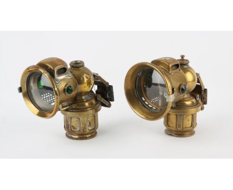 Two, near pair of Lucas Vintage Veteran brass Bike/car lights (2). 