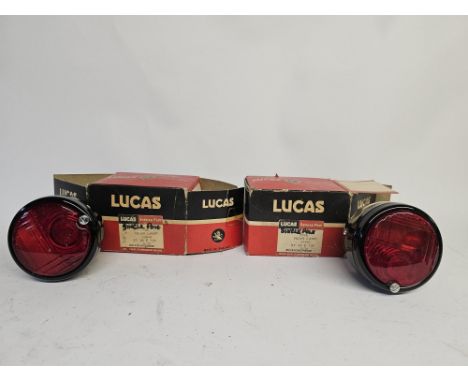 Lucas - Pair of Lucas light stone guard screen covers boxed, together with two Lucas red rear lamps boxed. Condition Report: 