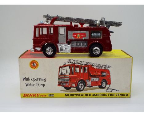 Dinky Toys - A boxed Dinky Toys #285 Merryweather Marquis Fire Tender. The model in metallic red and silver opening doors app