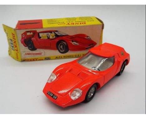 Dinky Toys - A boxed Dinky Toys #217 Alfa Romeo OSI Scarabeo. Finished in fluorescent orange body, with a grey interior, and 