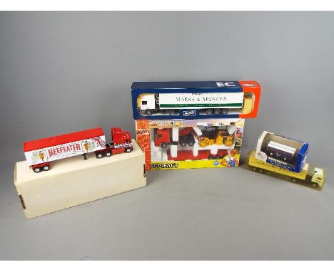 Joal, Matchbox, Tekno and others - Five boxed diecast vehicles in various scales. lot includes Joal #338 Volvo FH16 Globetrot