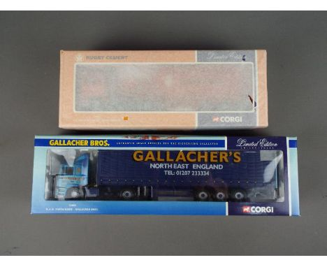 Corgi - A pair of boxed Limited Edition 1:50 scale trucks from Corgi. Lot includes #75803 MAN Curtainside - Gallacher Bros.; 