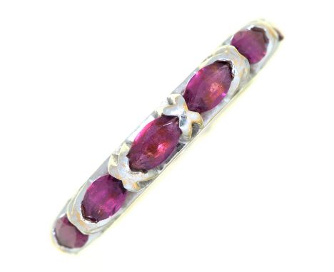 An amethyst wheel ring,&nbsp; in white gold marked 18K, 5.7g, size N  Light wear