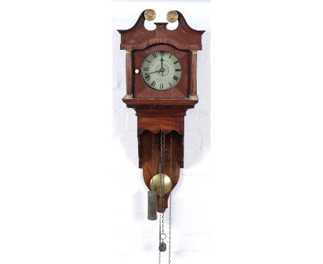 A mahogany 30 hour wall alarm timepiece, Whitehurst &amp; Son Derby, c1812-15, the movement with rectangular plates, plain pi