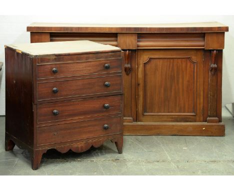 A George IV mahogany commode,&nbsp; 76cm h; 49 x 66cm and a Victorian mahogany chiffonier (2)  Both require restoration, the 
