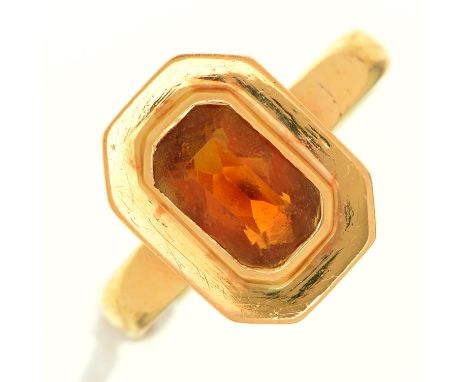 An citrine ring&nbsp;on earlier associated 22ct gold hoop, Birmingham 1932, 6g, size K  Good condition