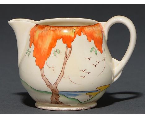 Clarice Cliff. An A J Wilkinson Taormina cream jug, 1935, 75mm, printed mark  Good condition