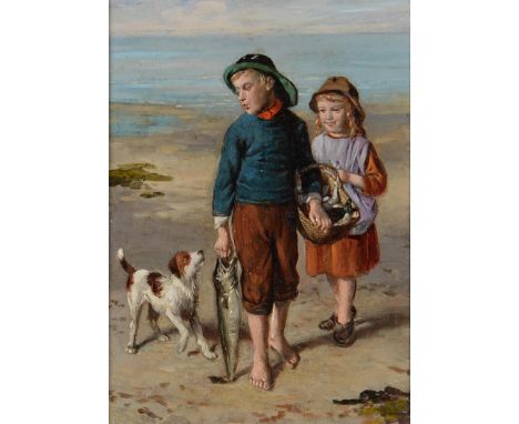 William Hemsley RBA (1817/19-1906) - The Prize Catch, signed verso, oil on panel, 20 x 14.5cm  Provenance: K Chappell, Bakewe