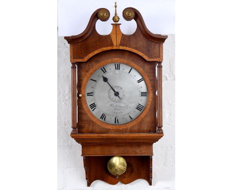 A mahogany 30 hour wall timepiece with alarm, Whitehurst &amp; Son Derby, c1815-20,&nbsp;the movement with anchor escapement 