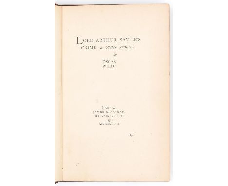 Wilde (Oscar) - Lord Arthur Savile's Crime and Other Stories, first edition, original pictorial limp card wrappers bound in e