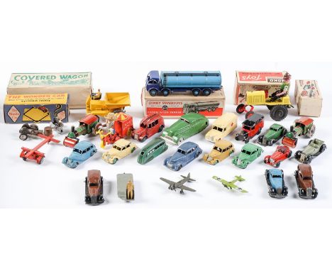 Die cast and tinplate toys. A collection, to include Dinky 504 Foden 14-ton tanker, boxed and various cars, Moko mechanical s