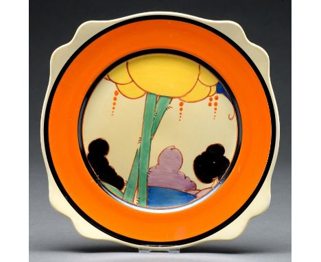 Clarice Cliff. An A J Wilkinson Summerhouse Leda plate, 1931-33, 27cm, printed mark  One or two tiny scratches