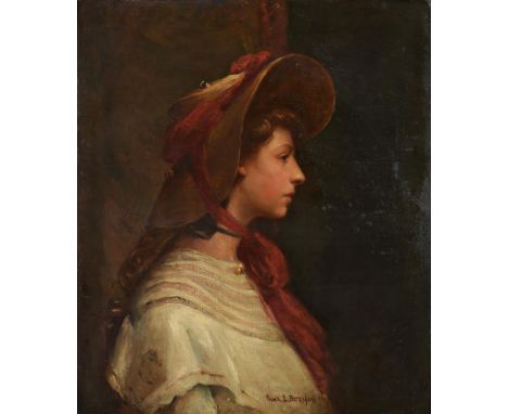 Frank Ernest Beresford (1881-1967) - Portrait of a Young Woman in a Bonnet,&nbsp; signed and dated 1913, oil on canvas, 70 x 