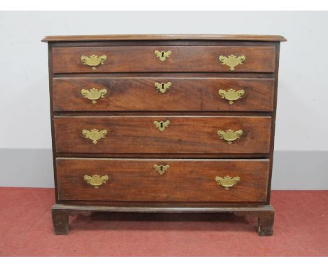 An XVIII Century Mahogany Chest of Four Long Graduated Drawers, the top with moulded edge, on bracket feet, 84cm high, 97cm w