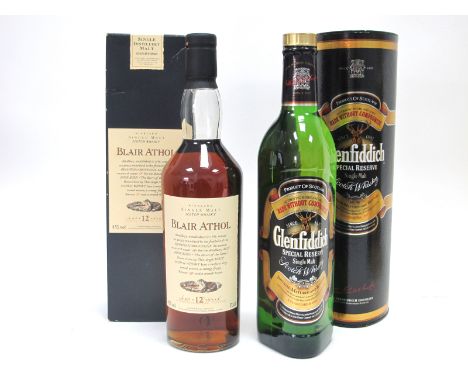 Whisky - Blair Athol Highland Single Malt Scotch Whisky Aged 12 Years, 70cl, 43% Vol. in carton; Glenfiddich Special Reserve 