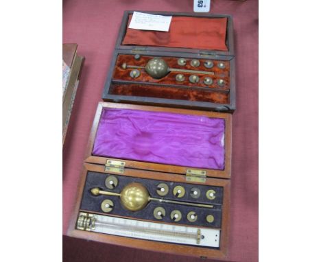 A Sikes Hydrometer, complete in a mahogany fitted case, the lid with plaque inscribed "Wickenden and Sons, Hotel Valuers, Tun