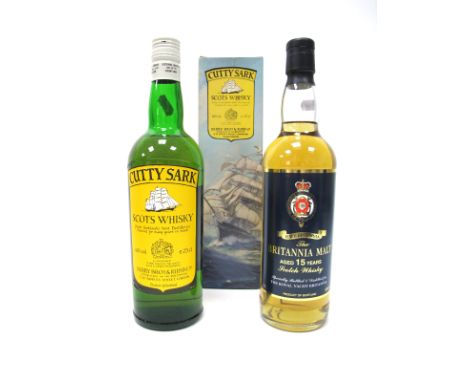 Whisky - Cutty Sark Scots Whisky, 75cl, 40% Vol, in carton; The Britannia Malt Scotch Whisky Aged 15 Years, 70cl, 46% Vol.  (